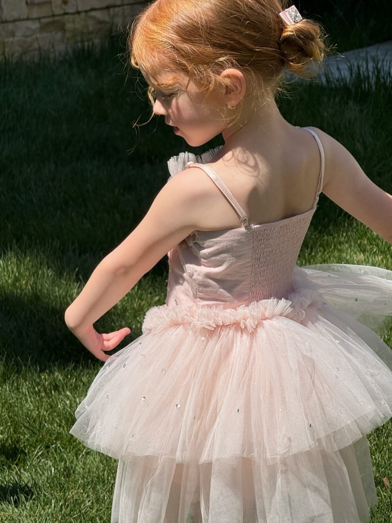 Heavy Industry Pink Tulle Dress ビーズ装飾 キャミソールワンピース【mh0013256】 Chengle ノースリーブワンピース