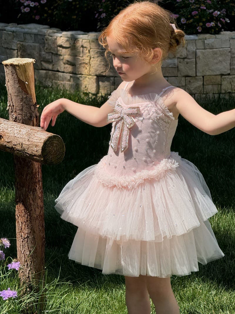 Heavy Industry Pink Tulle Dress ビーズ装飾 キャミソールワンピース【mh0013256】 Chengle ノースリーブワンピース