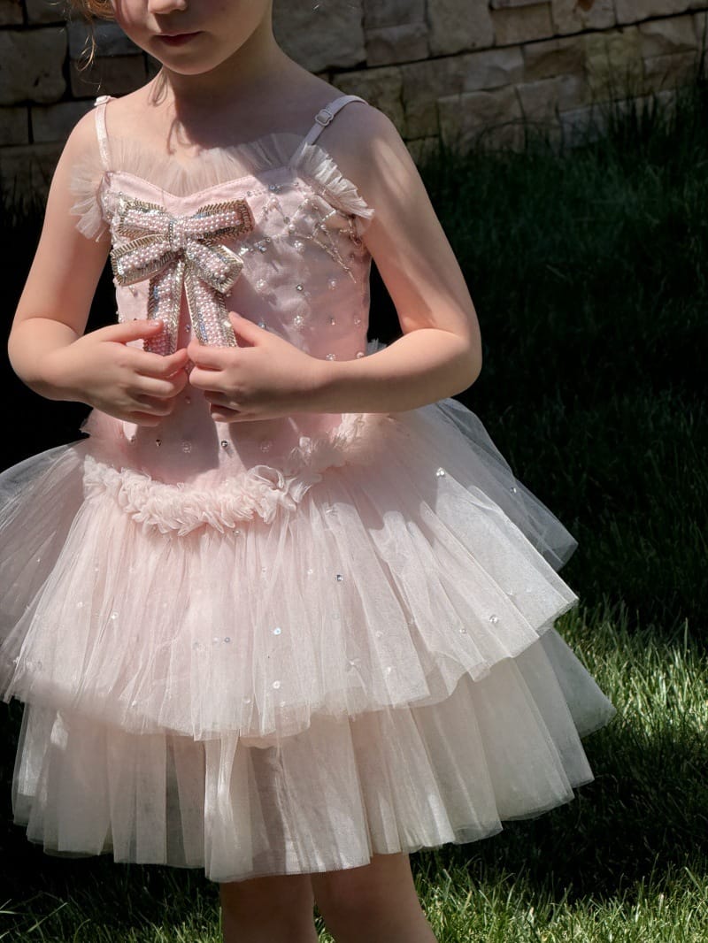 Heavy Industry Pink Tulle Dress ビーズ装飾 キャミソールワンピース【mh0013256】 Chengle ノースリーブワンピース