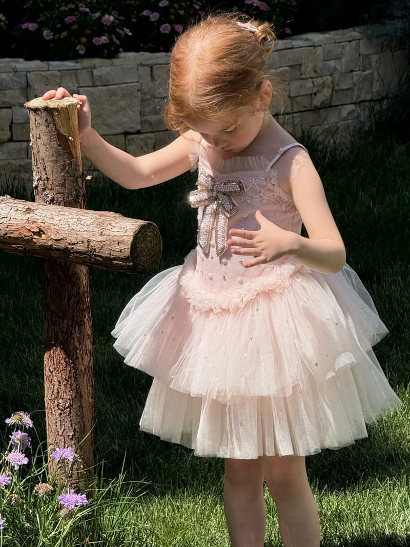 Heavy Industry Pink Tulle Dress ビーズ装飾 キャミソールワンピース【mh0013256】 Chengle ノースリーブワンピース