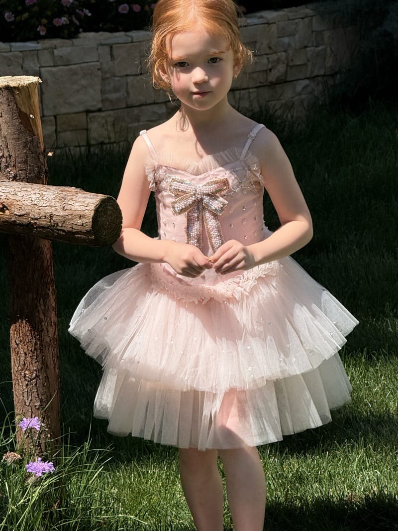 Heavy Industry Pink Tulle Dress ビーズ装飾 キャミソールワンピース【mh0013256】 Chengle ノースリーブワンピース