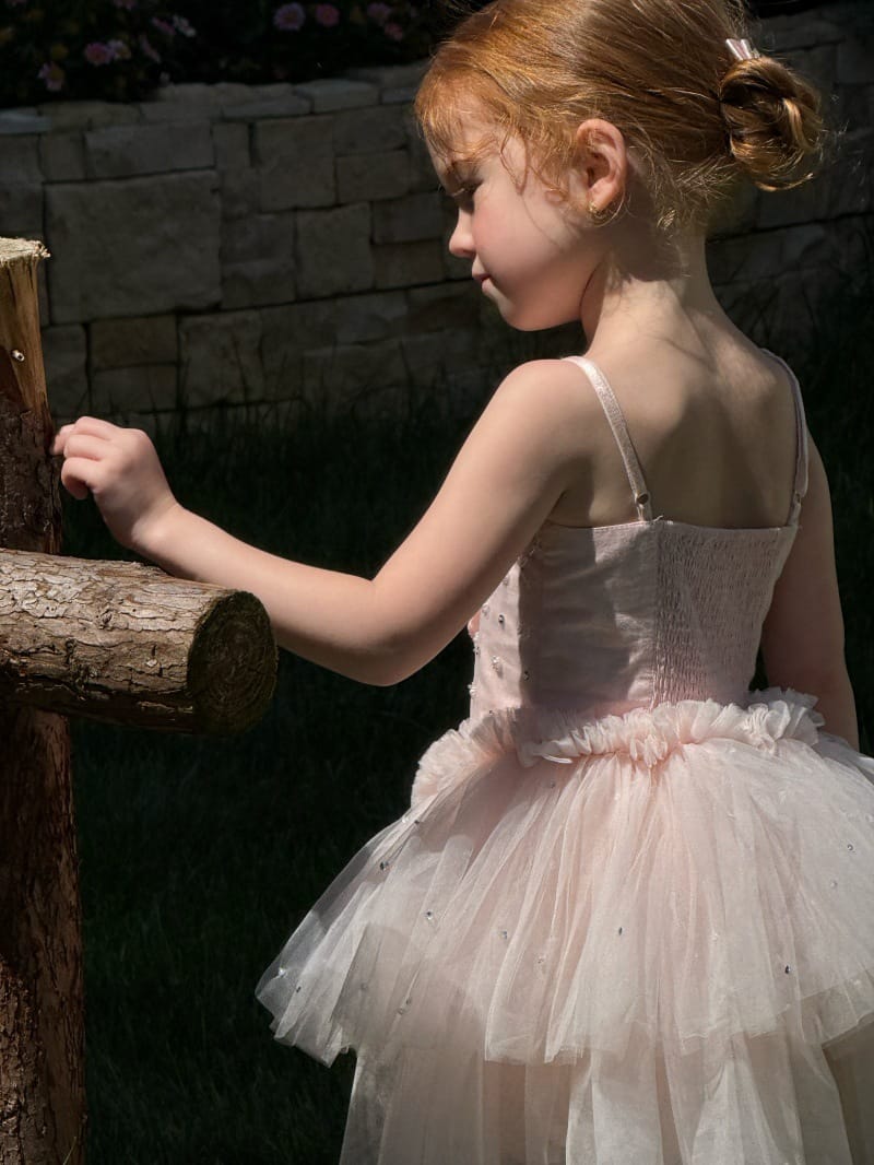 Heavy Industry Pink Tulle Dress ビーズ装飾 キャミソールワンピース【mh0013256】 Chengle ノースリーブワンピース