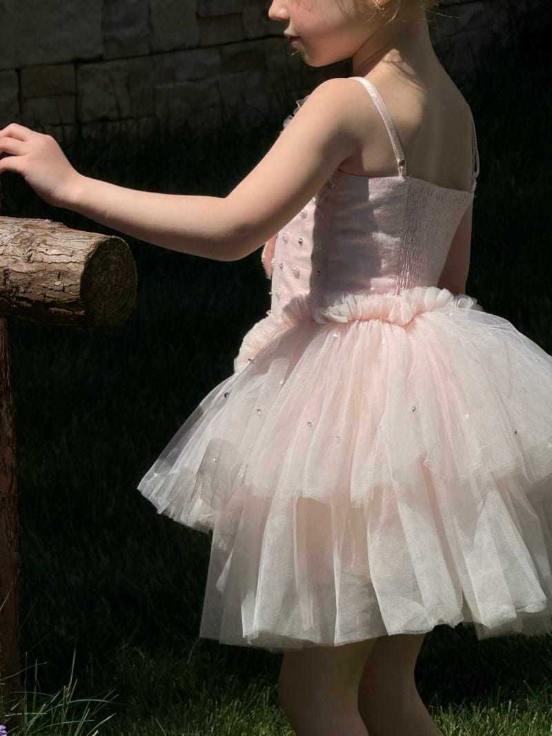 Heavy Industry Pink Tulle Dress ビーズ装飾 キャミソールワンピース【mh0013256】 Chengle ノースリーブワンピース