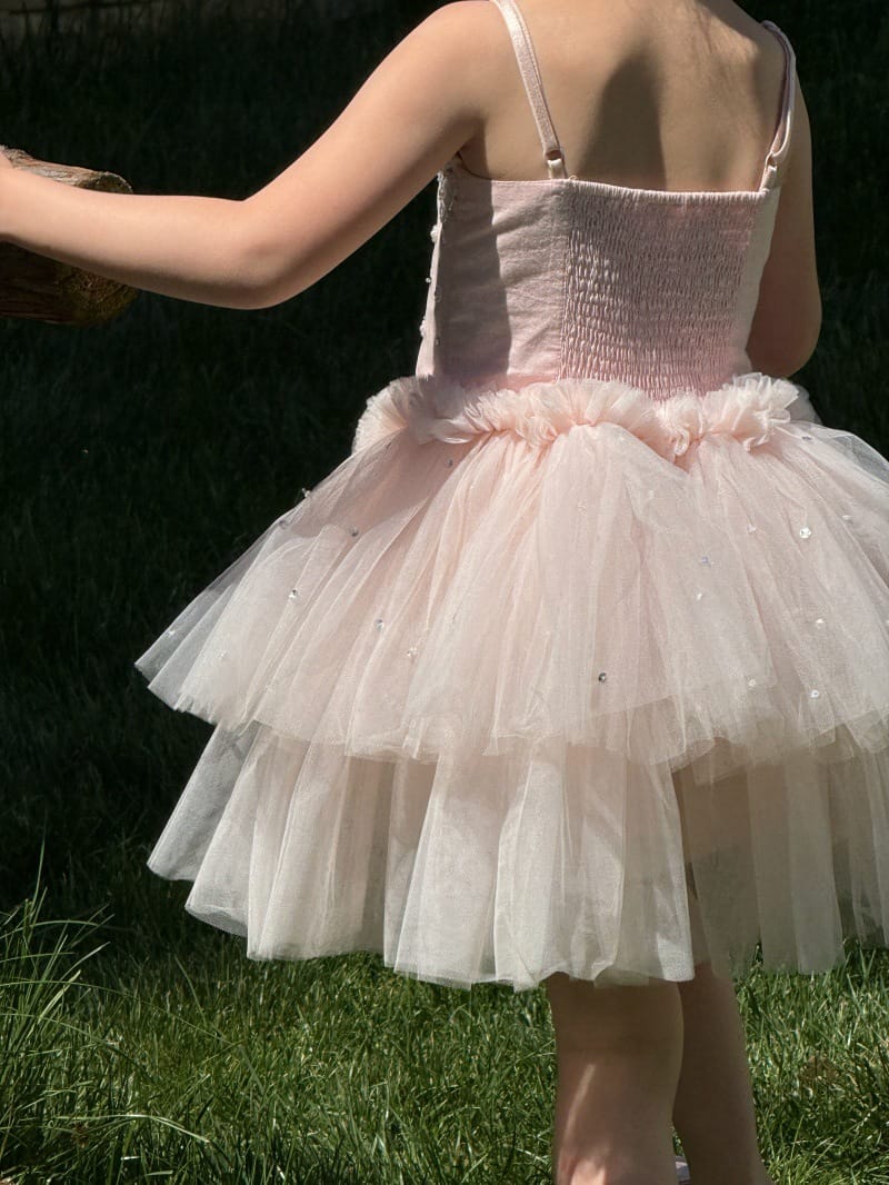Heavy Industry Pink Tulle Dress ビーズ装飾 キャミソールワンピース【mh0013256】 Chengle ノースリーブワンピース