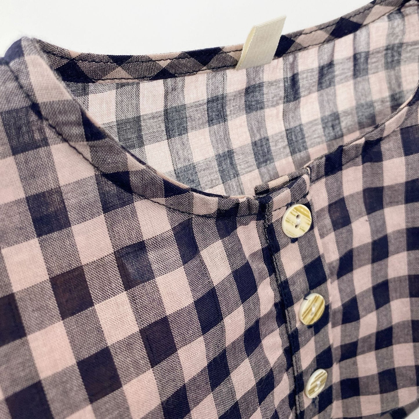 Henley Neckline Dropped Shoulder Shirt ギンガムチェック フレンチスリーブブラウス【mh0012831】 Gikv king 半袖シャツ・ブラウス