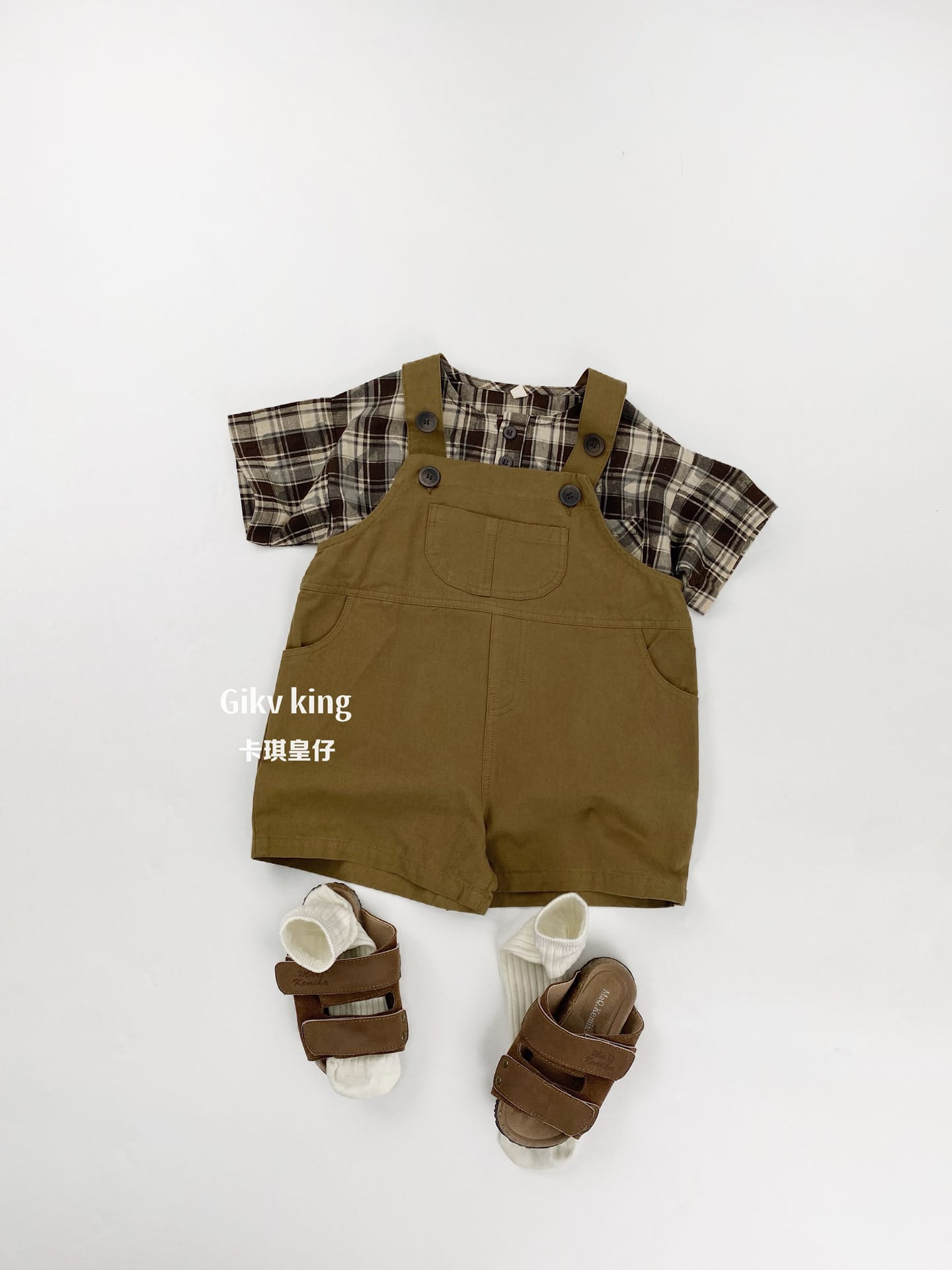 Henley Neckline Pocket Top タータンチェック 半袖シャツ【mh0012832】 Gikv king 半袖シャツ・ブラウス