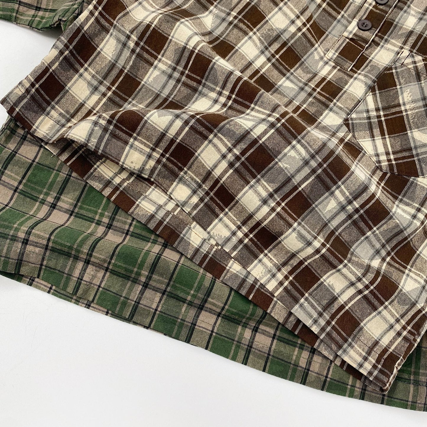 Henley Neckline Pocket Top タータンチェック 半袖シャツ【mh0012832】 Gikv king 半袖シャツ・ブラウス
