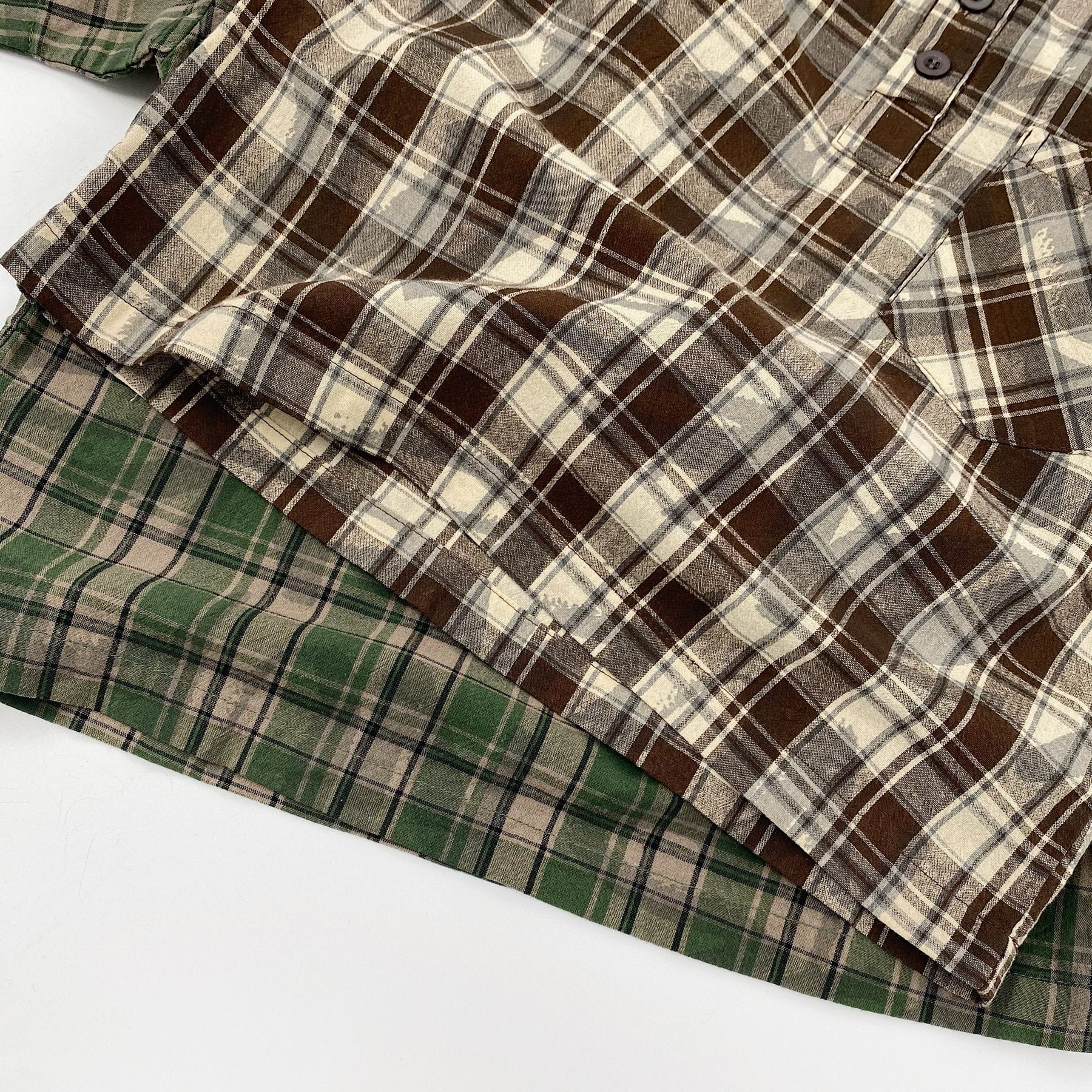 Henley Neckline Pocket Top タータンチェック 半袖シャツ【mh0012832】 Gikv king 半袖シャツ・ブラウス