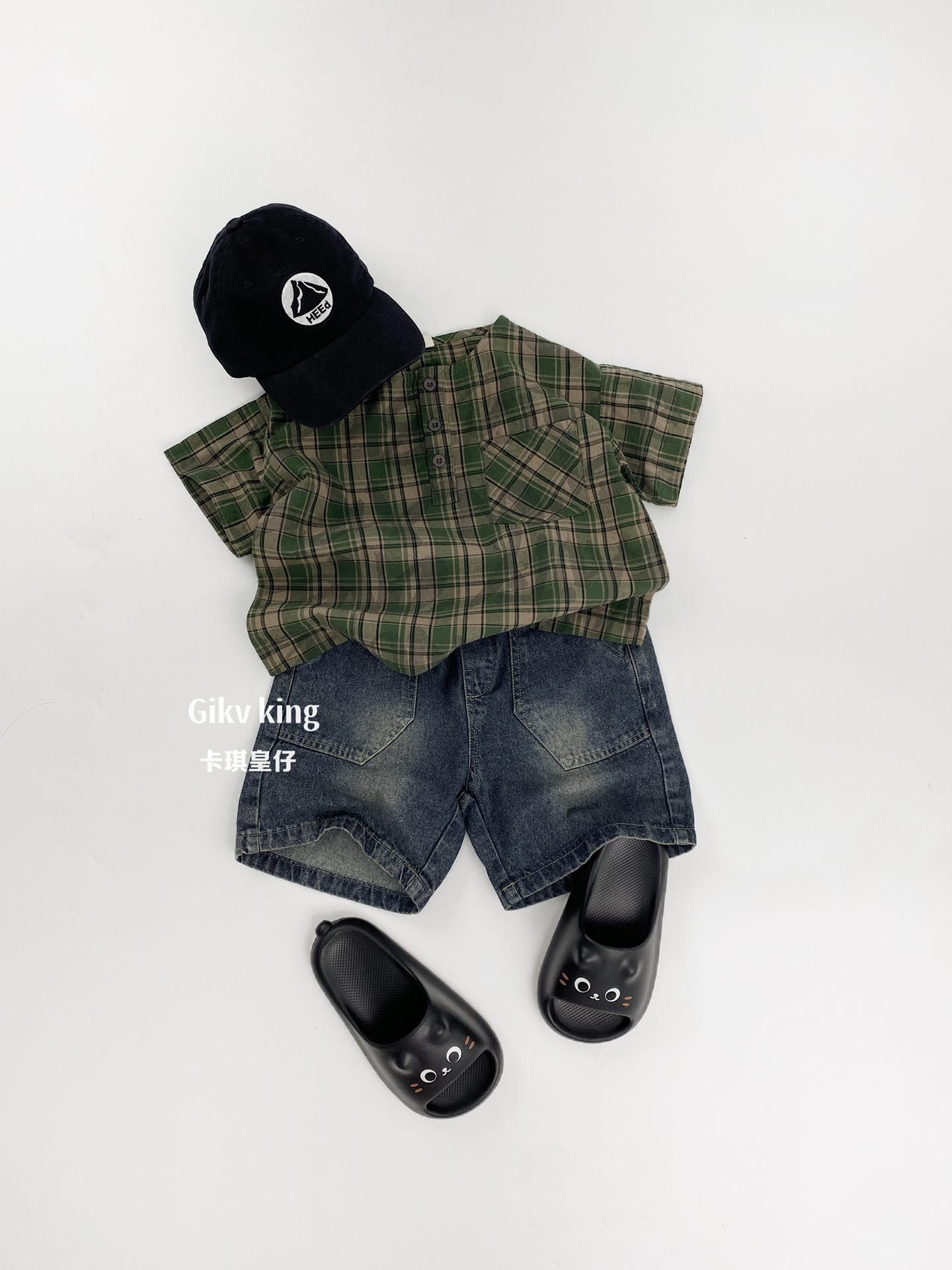 Henley Neckline Pocket Top タータンチェック 半袖シャツ【mh0012832】 Gikv king 半袖シャツ・ブラウス