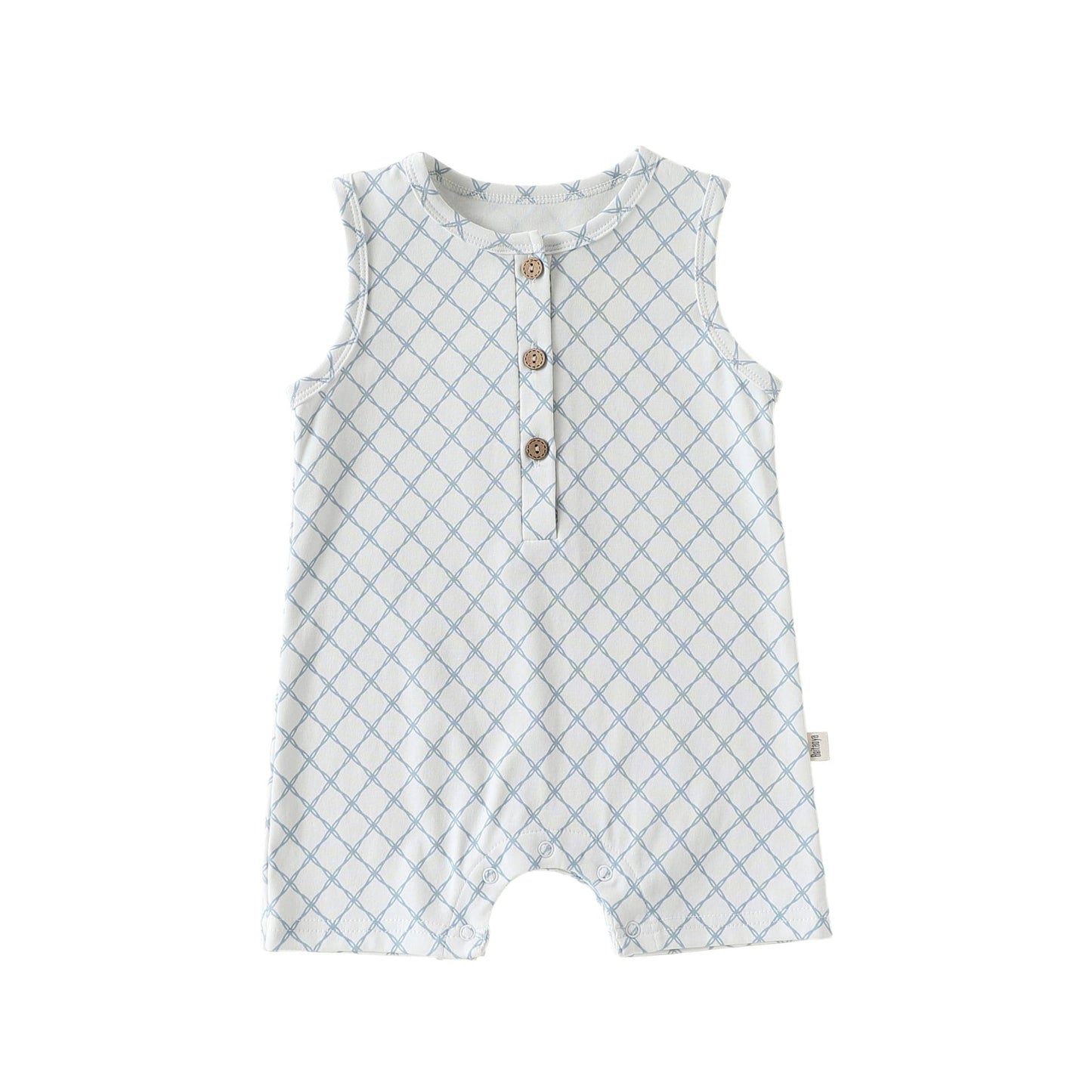 Henley Neckline Sleeveless Cotton ヨット ダイヤ ノースリーブロンパース【mh0012776】 Beitaoya ノースリーブロンパース