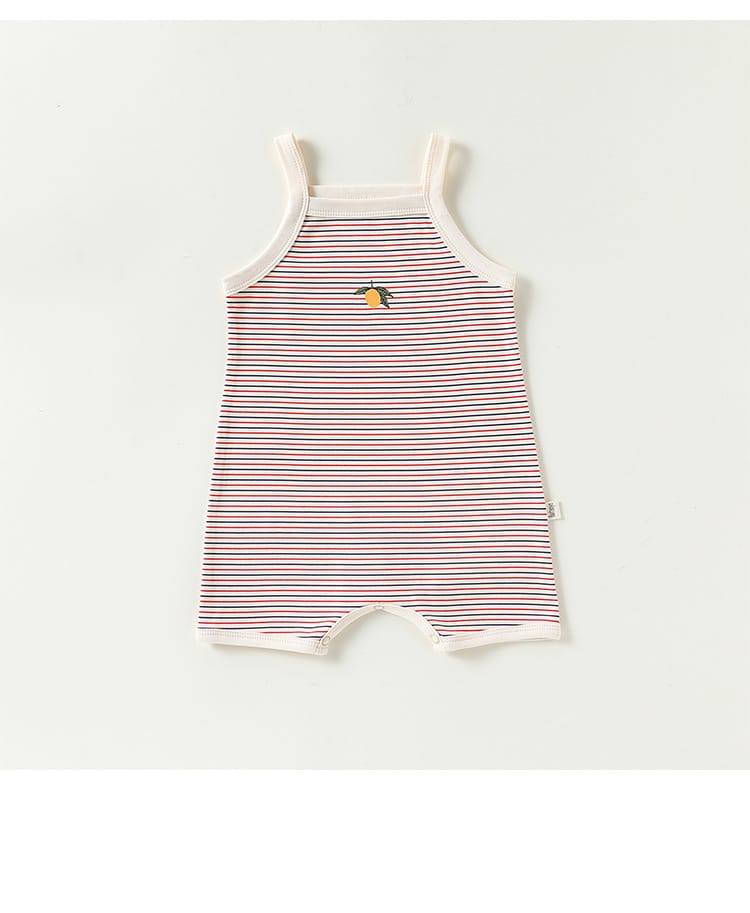 Henley Neckline Sleeveless Cotton ストライプ レモン ロンパース【mh0012778】 Beitaoya ノースリーブロンパース