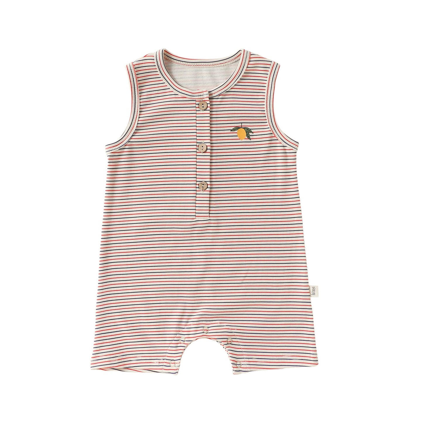Henley Neckline Sleeveless Cotton ストライプ レモン ロンパース【mh0012778】 Beitaoya ノースリーブロンパース