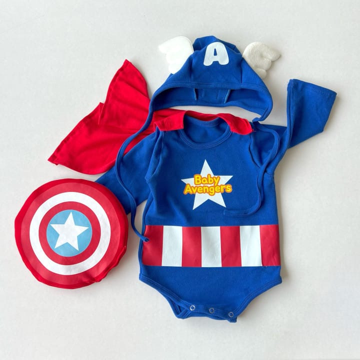 Hero Winged Costume Romper スーパーヒーロー 半袖/長袖ロンパース【mh0013371】 Long Sleeve / 66cm TOMMY'S GIFTS 長袖ロンパース