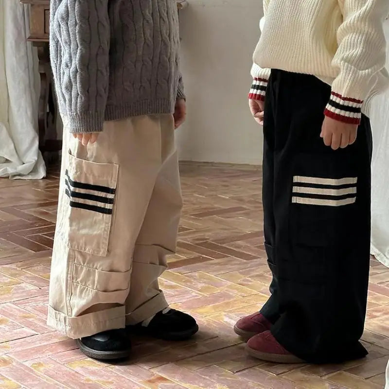 ロングパンツ・スウェットパンツ キッズパンツ サイドラインポケットワイドカーゴパンツ 2カラー【mh0006778】