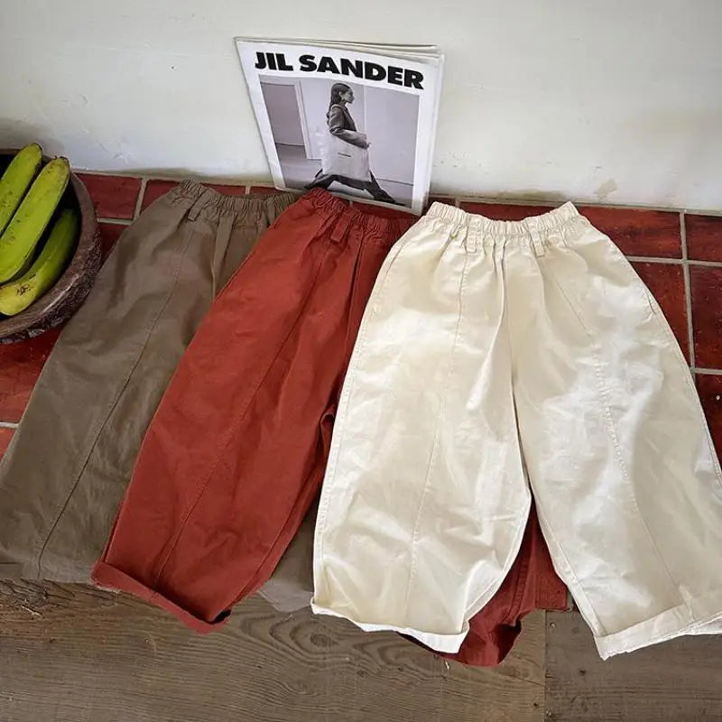 ロングパンツ・スウェットパンツ キッズパンツ ワイドルーズシンプルロングパンツ 3カラー【mh0006894】