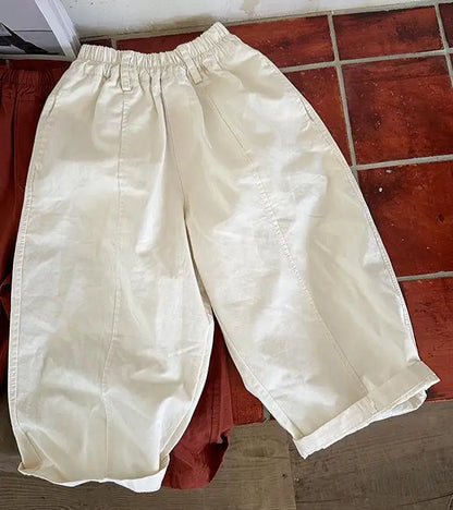 ロングパンツ・スウェットパンツ Beige / 24M  90CM キッズパンツ ワイドルーズシンプルロングパンツ 3カラー【mh0006894】