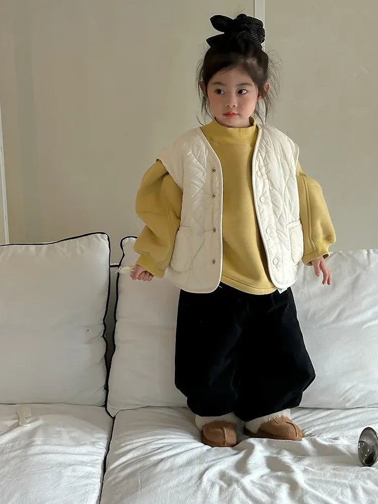 ベスト キッズベスト レターロゴ刺繍ボアフリースキルティングリバーシブルアウターベスト【mh0008003】