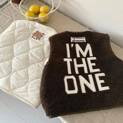 ベスト キッズベスト レターロゴ刺繍ボアフリースキルティングリバーシブルアウターベスト【mh0008003】