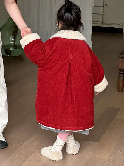 ロングコート キッズアウター コーデュロイボアフリース襟付きロングジャケットコート【mh0008006】