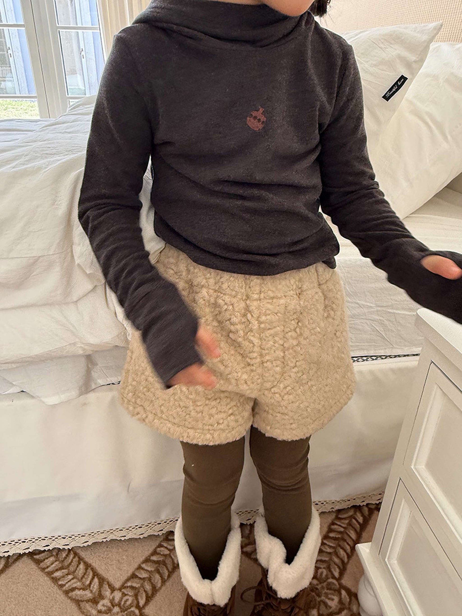 ハーフパンツ・ショートパンツ もこもこボアショートパンツ 裏地付き 秋冬 防寒 ボアパンツ【mh0011453】