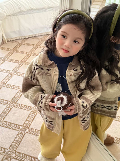 カーディガン・パーカー 長袖ニットカーディガン ベアくま刺繍 厚手ヘビーウェイト【mh0011459】