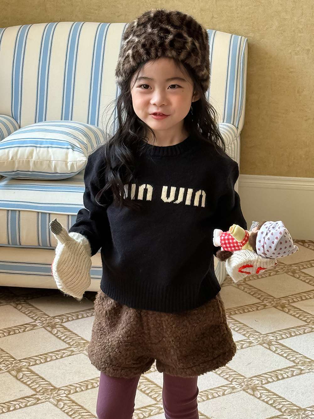 ニット・セーター 長袖セーター アルファベット刺繍 ラウンドネック プルオーバー【mh0011462】