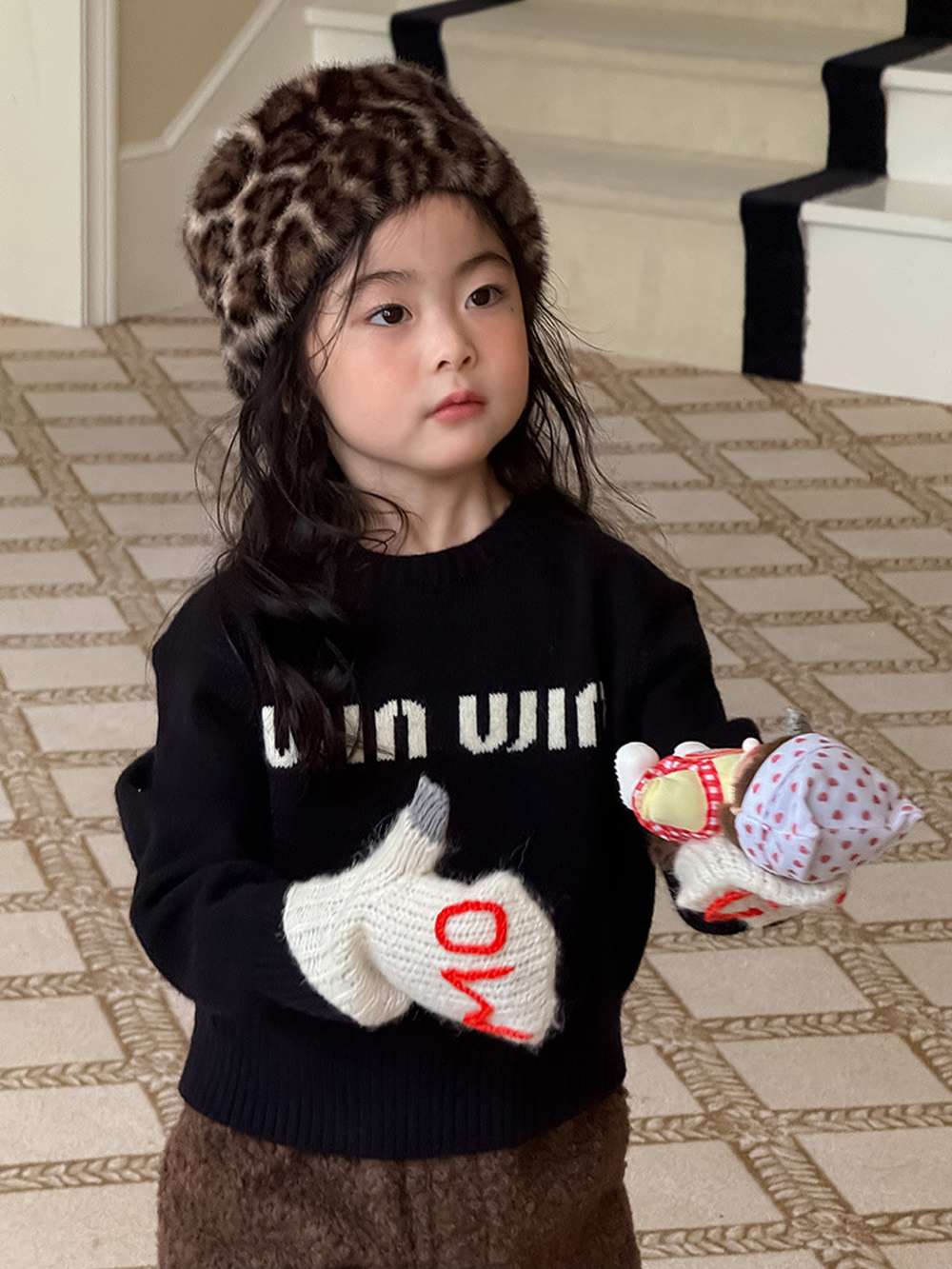 ニット・セーター 長袖セーター アルファベット刺繍 ラウンドネック プルオーバー【mh0011462】