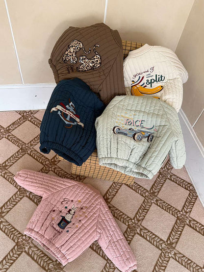 ショートコート・ジャケット・ジャンパー 長袖キルティングジャケット | 中綿入り総刺繍 | キャラクター柄アウター【mh0011467】