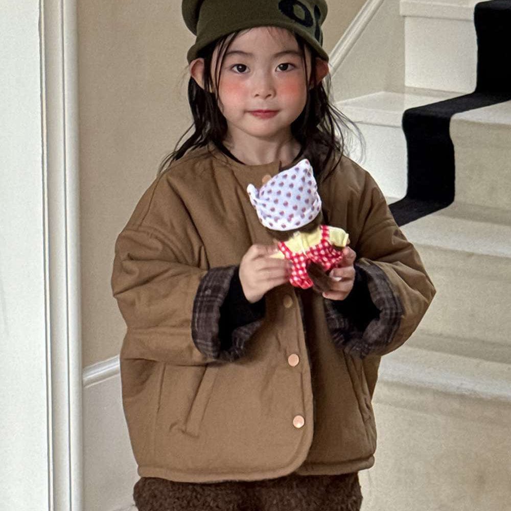 ショートコート・ジャケット・ジャンパー リバーシブルジャケット | 中綿入りウール混チェック柄 | バーン風アウター【mh0011468】