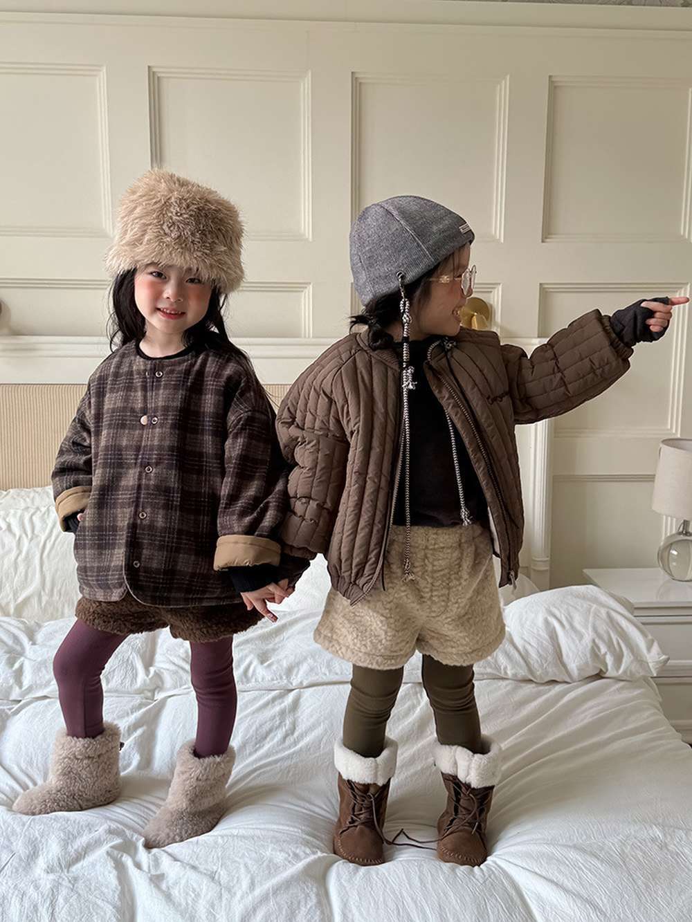 ショートコート・ジャケット・ジャンパー リバーシブルジャケット | 中綿入りウール混チェック柄 | バーン風アウター【mh0011468】