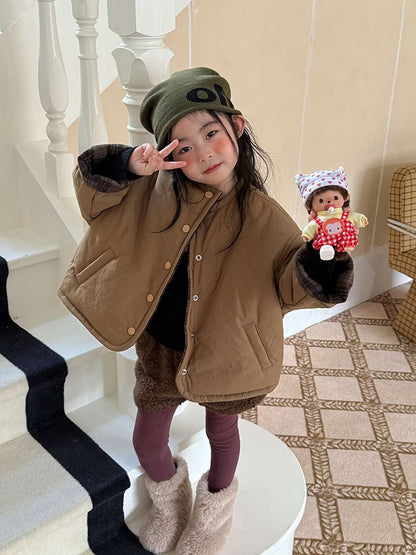 ショートコート・ジャケット・ジャンパー リバーシブルジャケット | 中綿入りウール混チェック柄 | バーン風アウター【mh0011468】