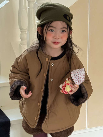 ショートコート・ジャケット・ジャンパー リバーシブルジャケット | 中綿入りウール混チェック柄 | バーン風アウター【mh0011468】