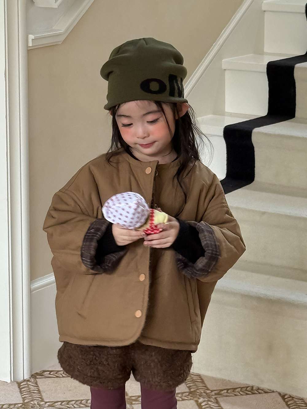 ショートコート・ジャケット・ジャンパー リバーシブルジャケット | 中綿入りウール混チェック柄 | バーン風アウター【mh0011468】