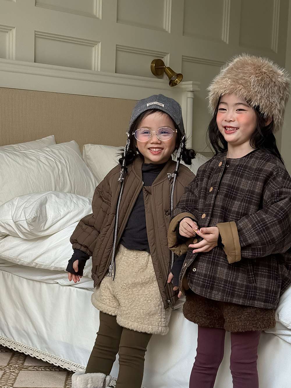 ショートコート・ジャケット・ジャンパー リバーシブルジャケット | 中綿入りウール混チェック柄 | バーン風アウター【mh0011468】