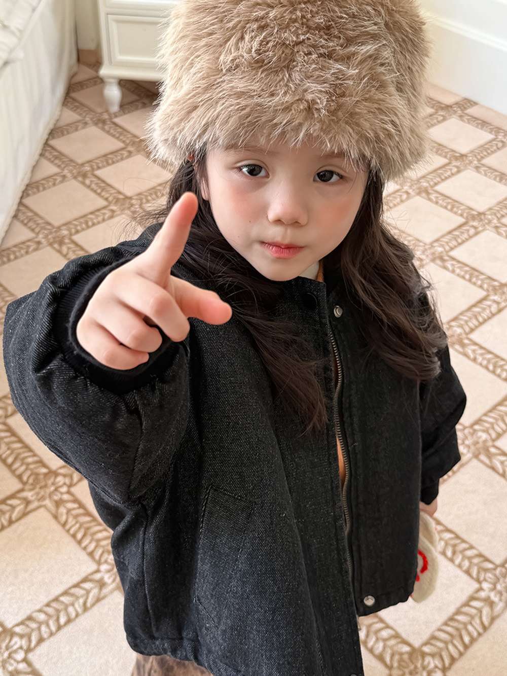 ショートコート・ジャケット・ジャンパー 長袖デニムブルゾンジャケット | 中綿入り裏地付き | リブ袖 | 厚手冬アウター【mh0011469】