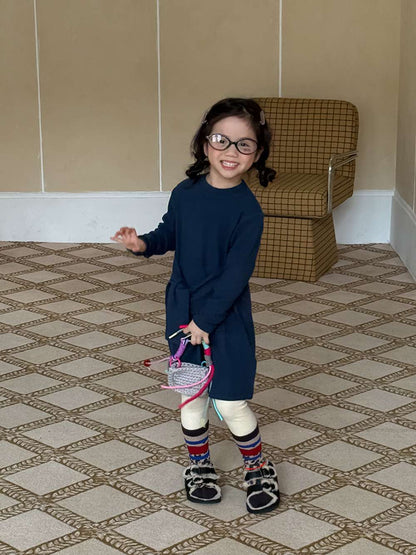 長袖ワンピース 長袖ニットワンピース | フェイクスリーブウエストマーク | 裏起毛【mh0011472】