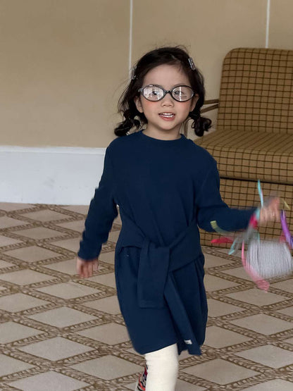 長袖ワンピース 長袖ニットワンピース | フェイクスリーブウエストマーク | 裏起毛【mh0011472】