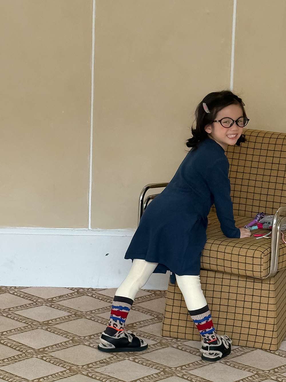 長袖ワンピース 長袖ニットワンピース | フェイクスリーブウエストマーク | 裏起毛【mh0011472】