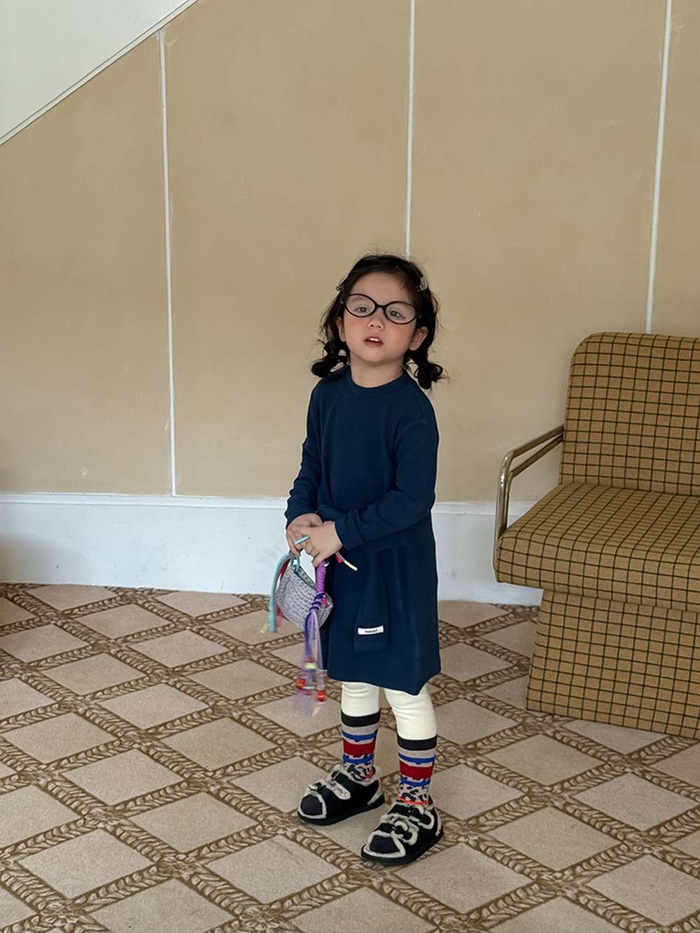 長袖ワンピース 長袖ニットワンピース | フェイクスリーブウエストマーク | 裏起毛【mh0011472】