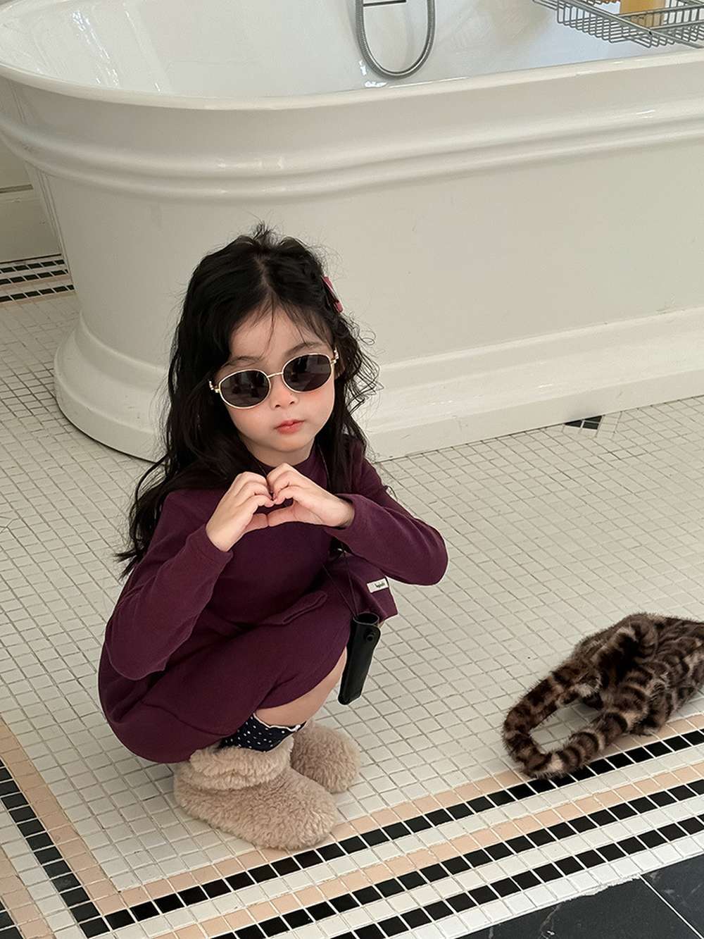 長袖ワンピース 長袖ニットワンピース | フェイクスリーブウエストマーク | 裏起毛【mh0011472】