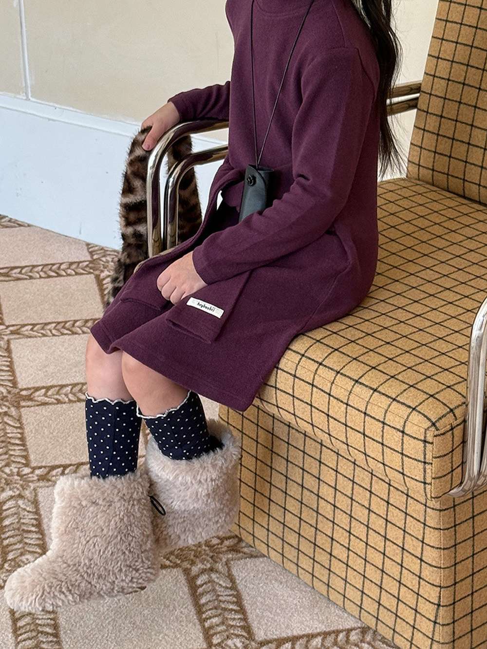 長袖ワンピース 長袖ニットワンピース | フェイクスリーブウエストマーク | 裏起毛【mh0011472】