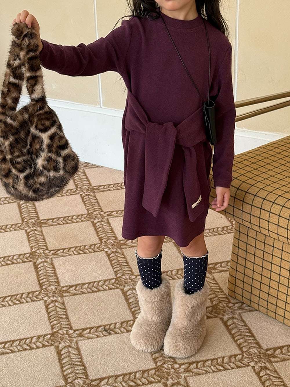 長袖ワンピース 長袖ニットワンピース | フェイクスリーブウエストマーク | 裏起毛【mh0011472】