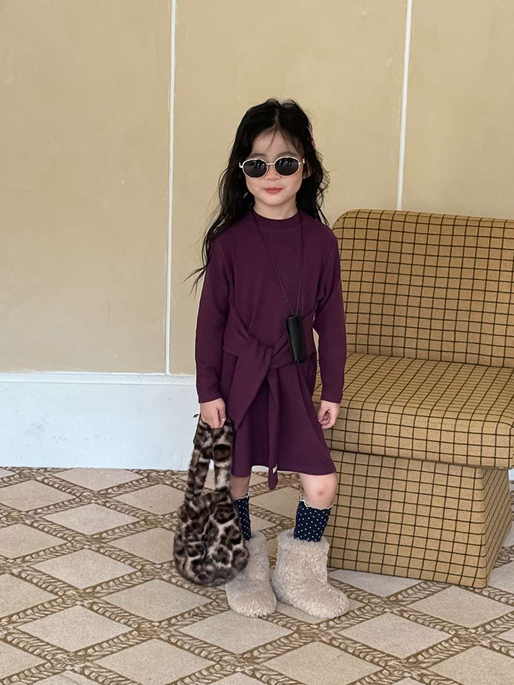 長袖ワンピース 長袖ニットワンピース | フェイクスリーブウエストマーク | 裏起毛【mh0011472】