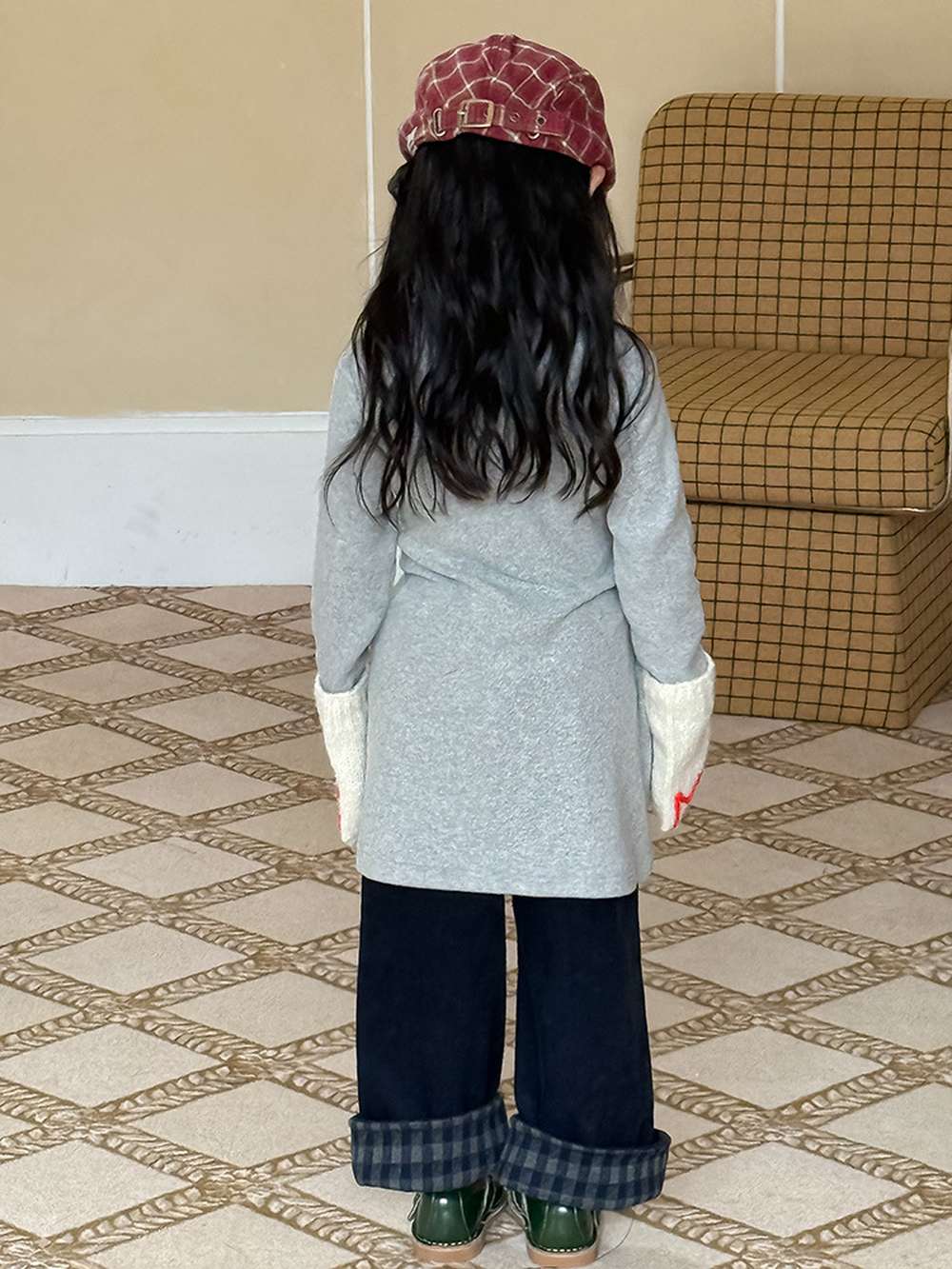 長袖ワンピース 長袖ニットワンピース | フェイクスリーブウエストマーク | 裏起毛【mh0011472】