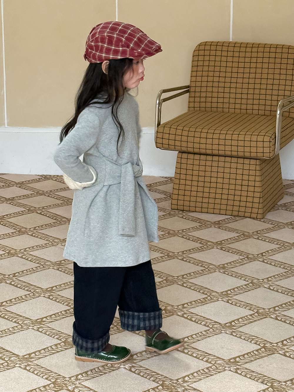 長袖ワンピース 長袖ニットワンピース | フェイクスリーブウエストマーク | 裏起毛【mh0011472】