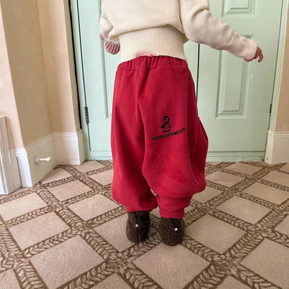 ロングパンツ・スウェットパンツ Red / 90cm ゆるワイドスウェットパンツ 裏起毛バルーンシルエット 裏起毛スウェットパンツ【mh0011455】