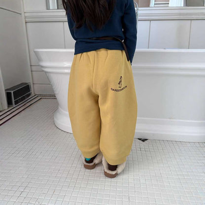 ロングパンツ・スウェットパンツ Yellow / 90cm ゆるワイドスウェットパンツ 裏起毛バルーンシルエット 裏起毛スウェットパンツ【mh0011455】