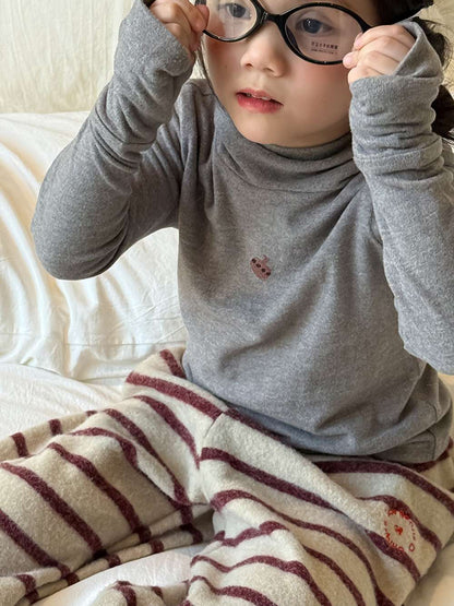 長袖Tシャツ Light Gray / 90cm 長袖ハイネックカットソー/もこもこボアショートパンツ 指穴リブ袖【mh0011456】