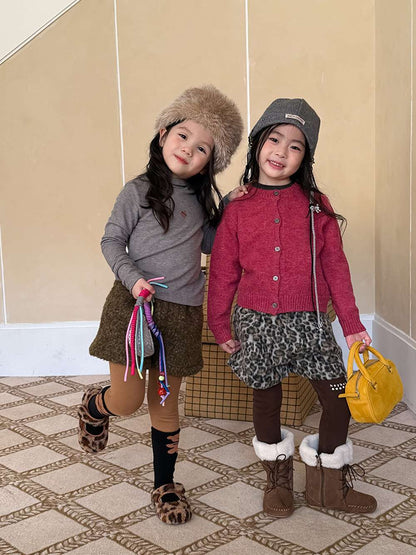 長袖Tシャツ 長袖ハイネックカットソー/もこもこボアショートパンツ 指穴リブ袖【mh0011456】