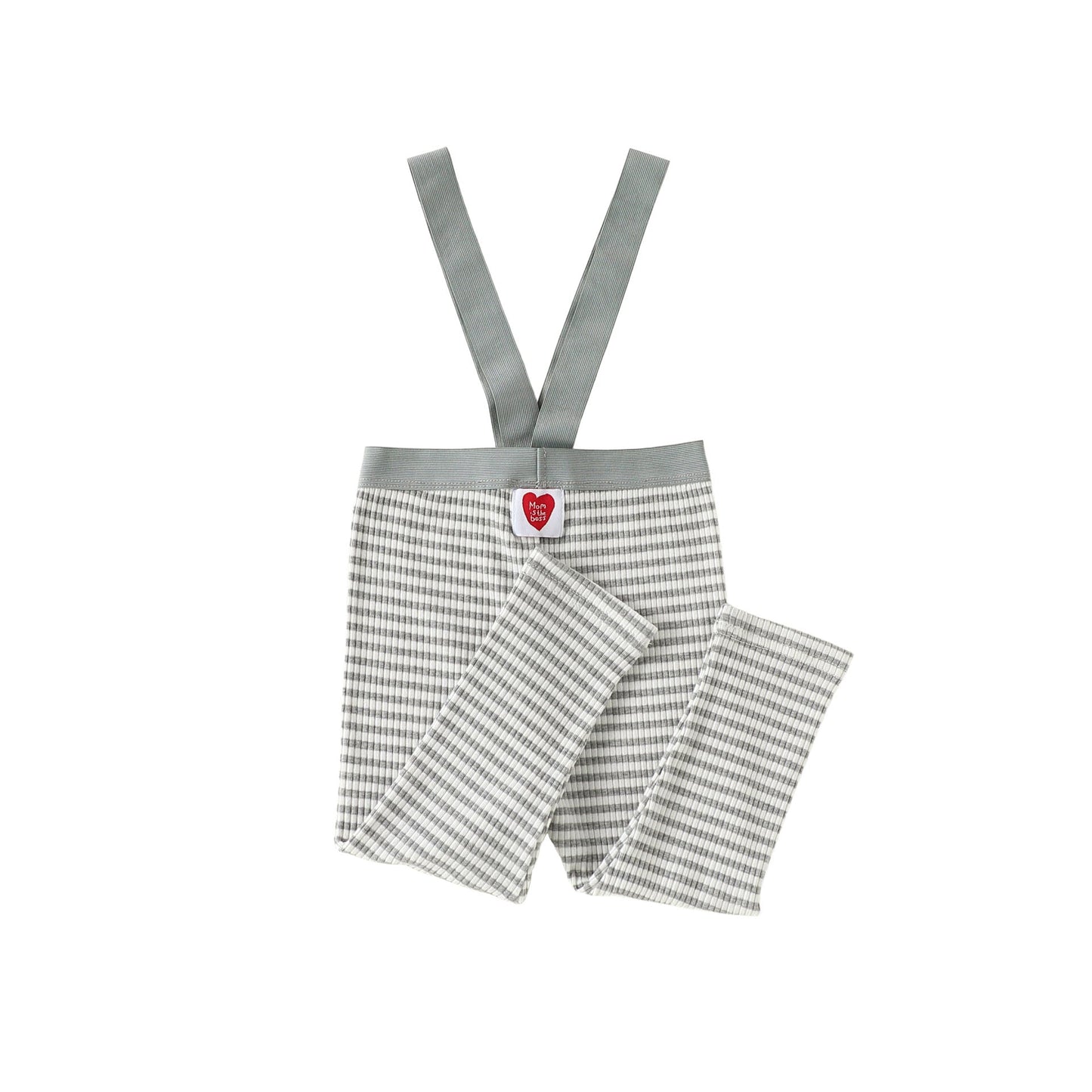 High Waist Suspender Leggings ハイウエスト サスペンダーレギンス【mh0012336】 73CM / Gray stripes mamahalo shop